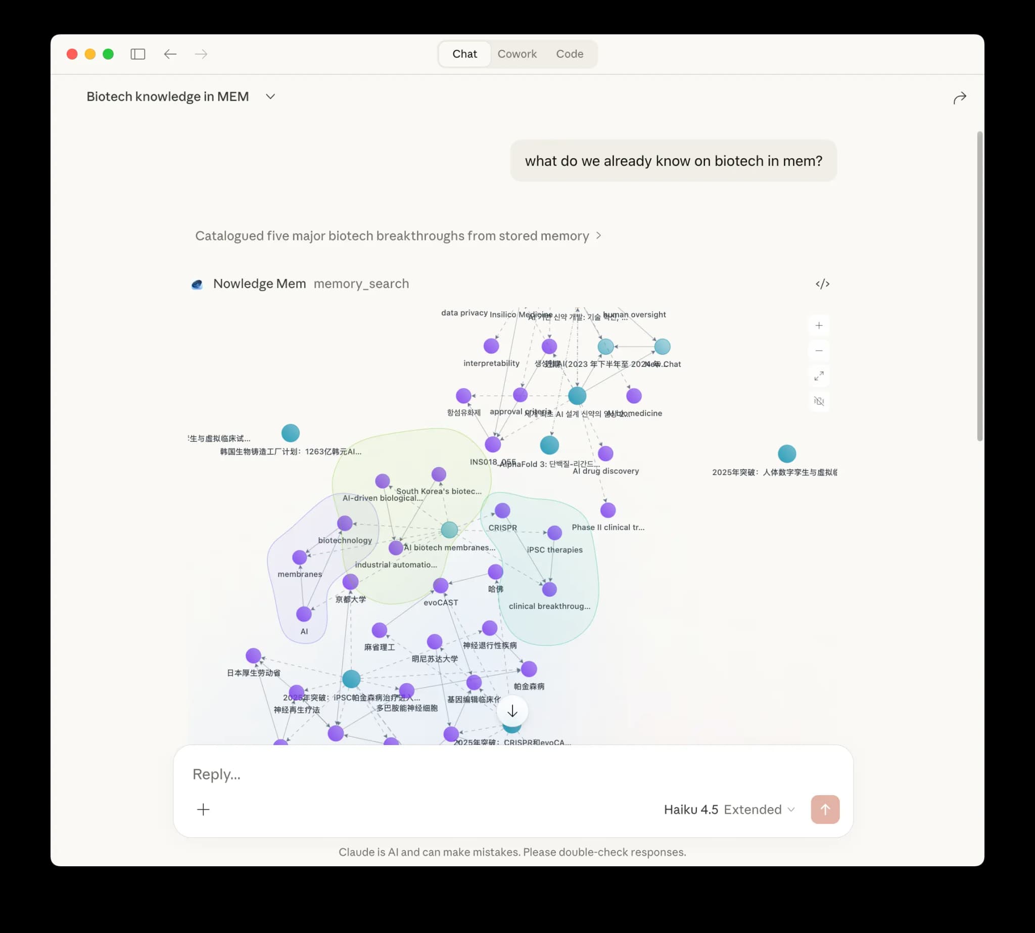 Claude Desktop with Mem and graph view