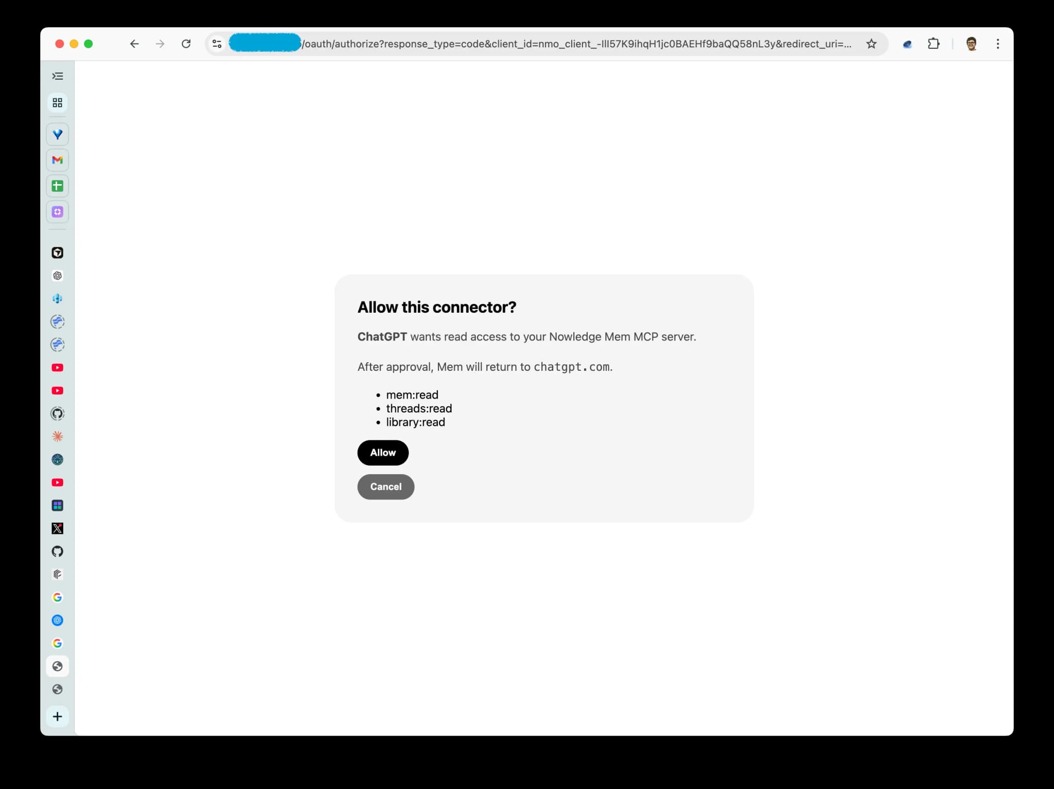 Approve Mem on the OAuth page