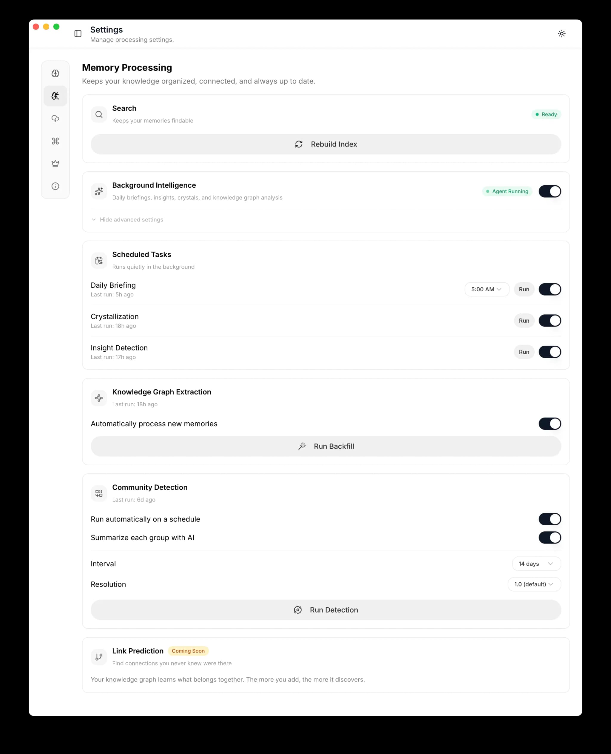 Memory Processing Settings