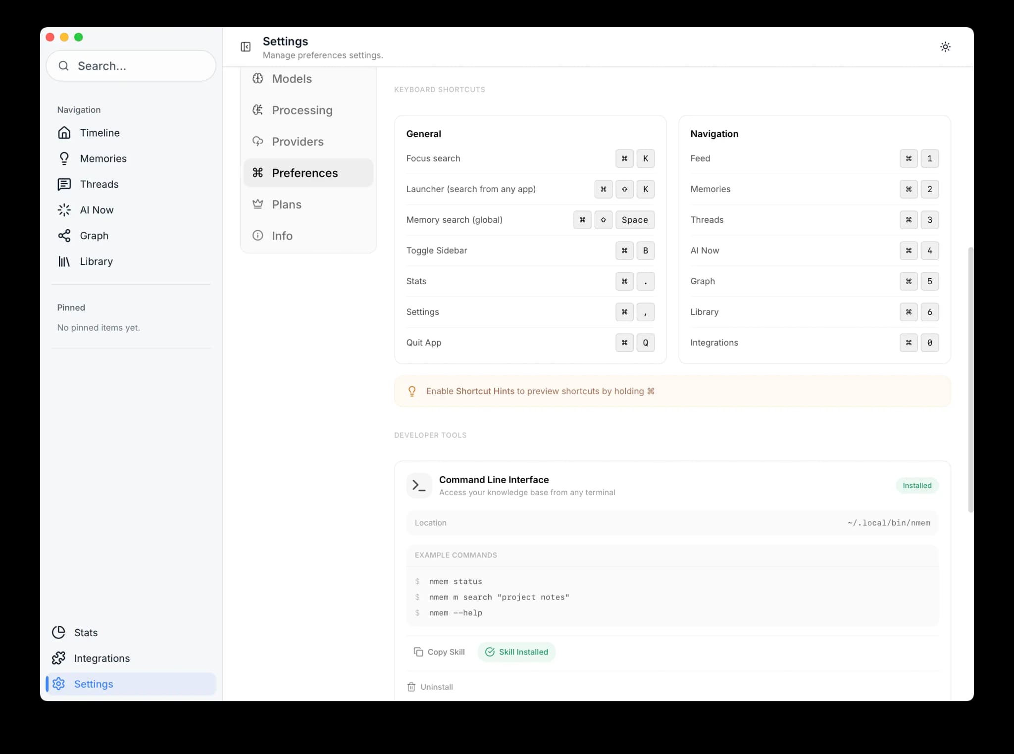 Install Skills from Settings
