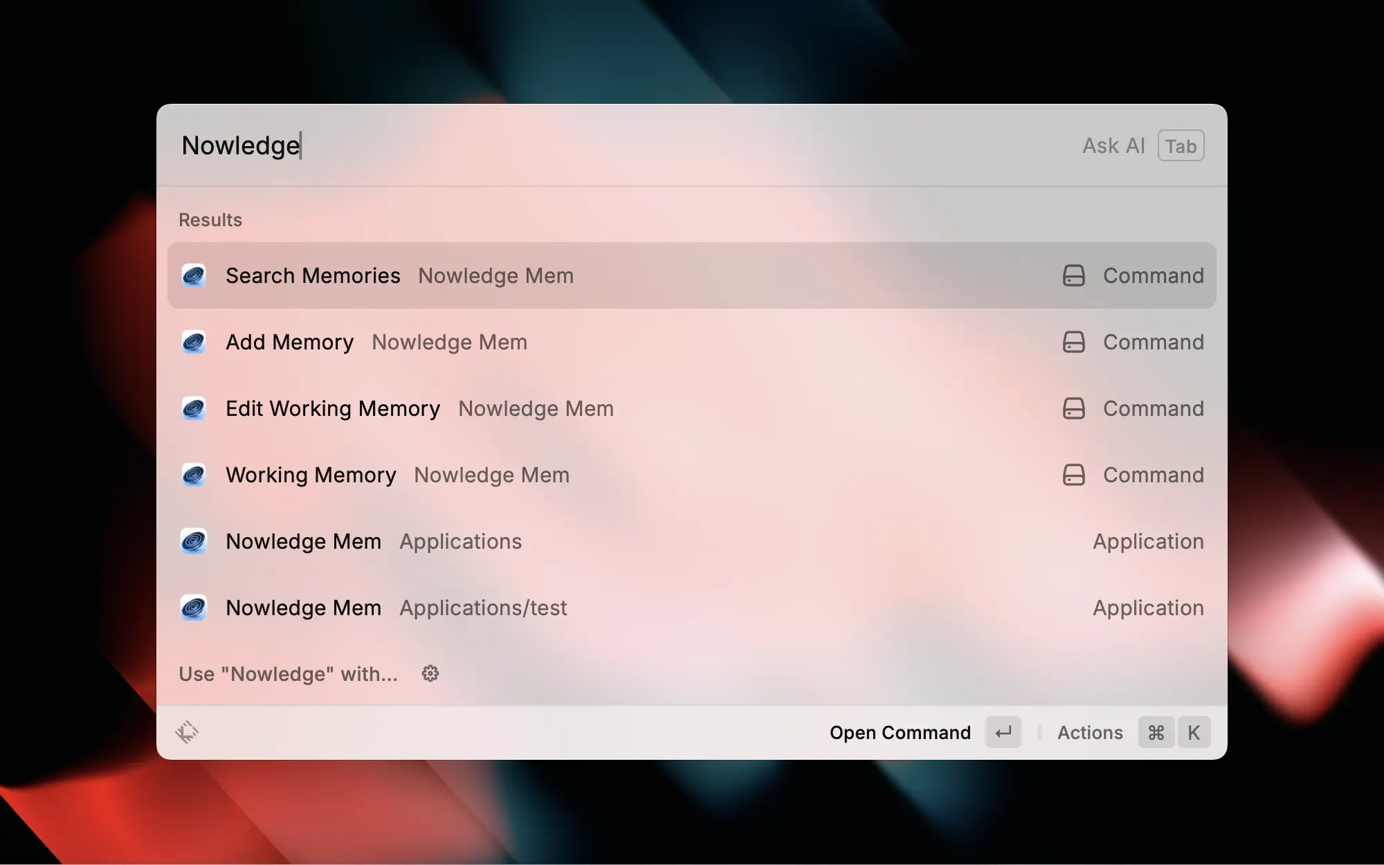 Raycast — Nowledge Mem