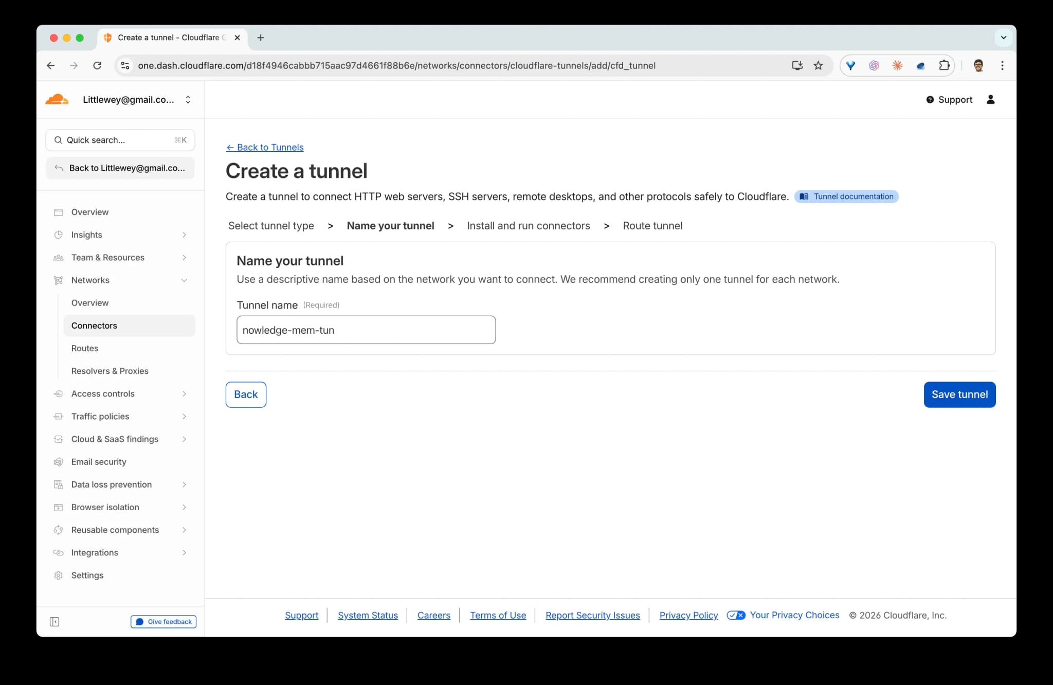 填写 tunnel 名称