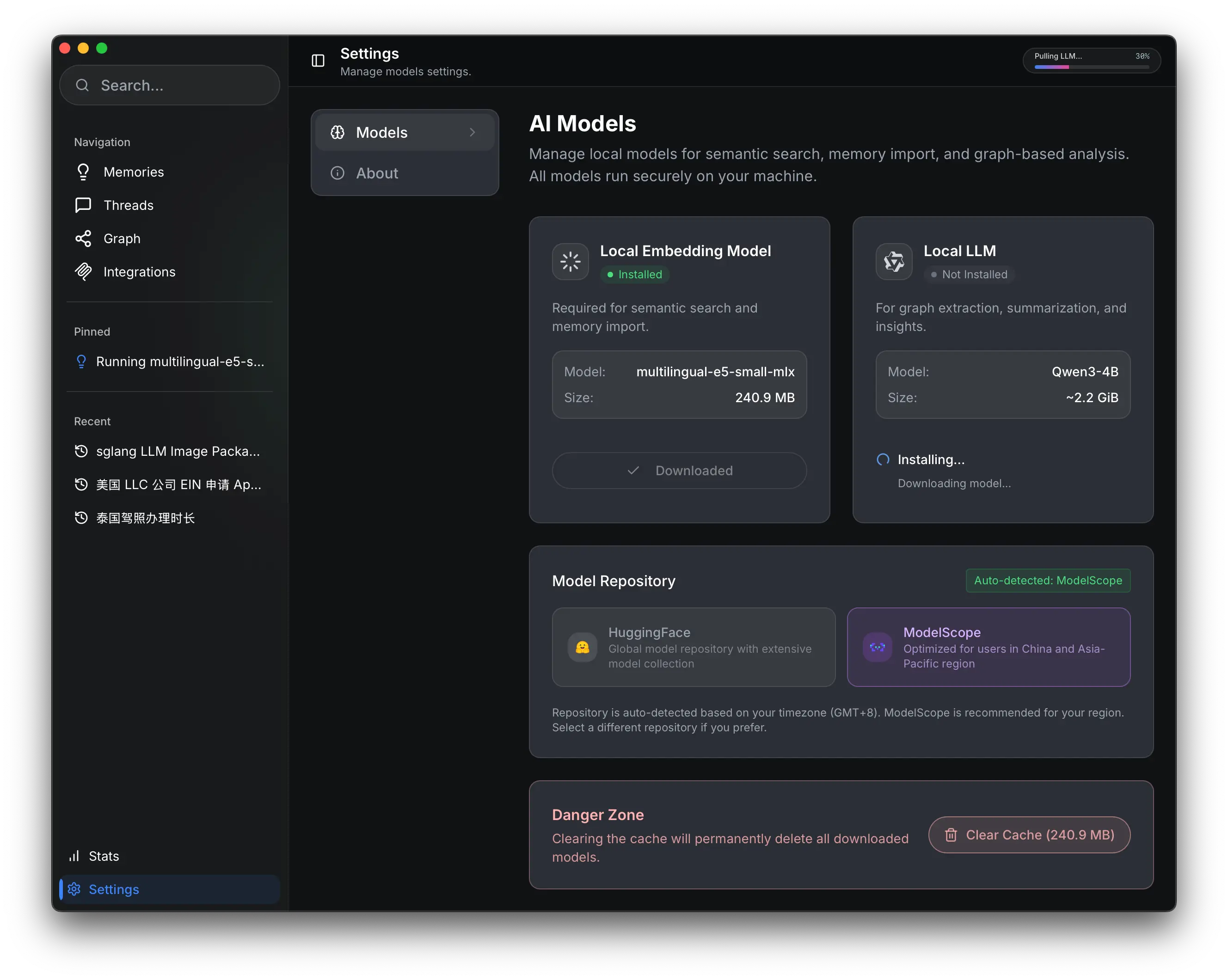 LLM Model Install Progress