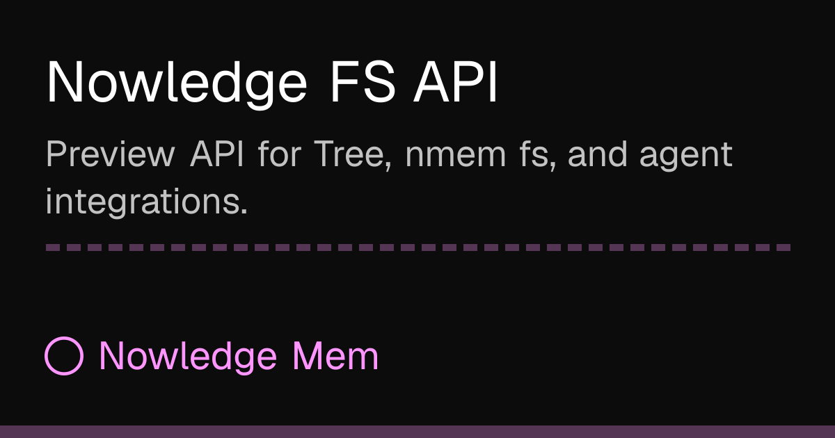 Nowledge FS API | Nowledge Mem