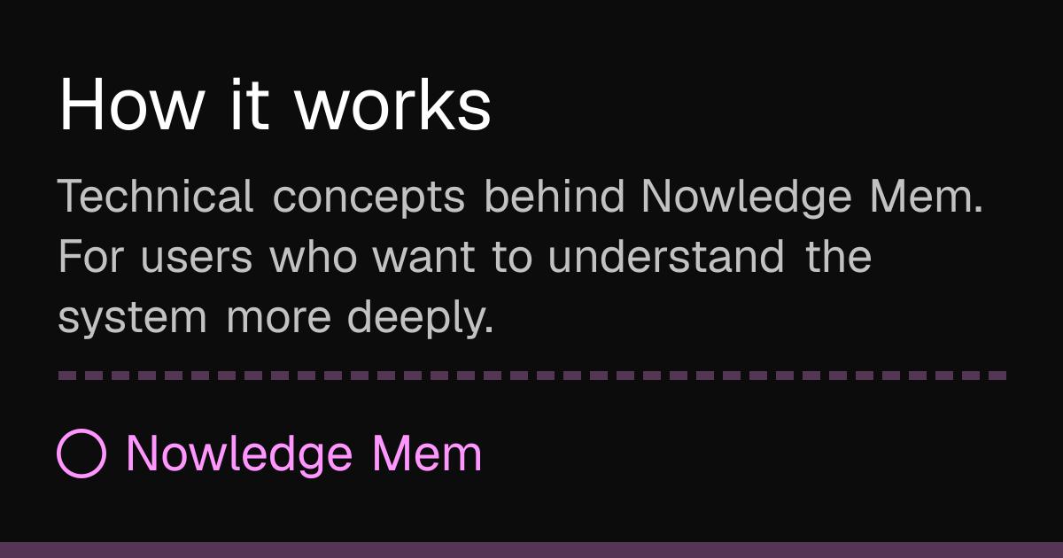 How it works | Nowledge Mem