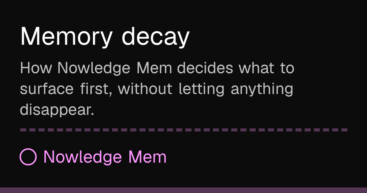 Memory decay | Nowledge Mem
