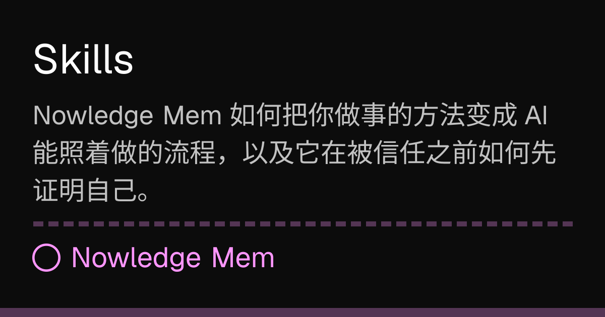 Skills | Nowledge Mem