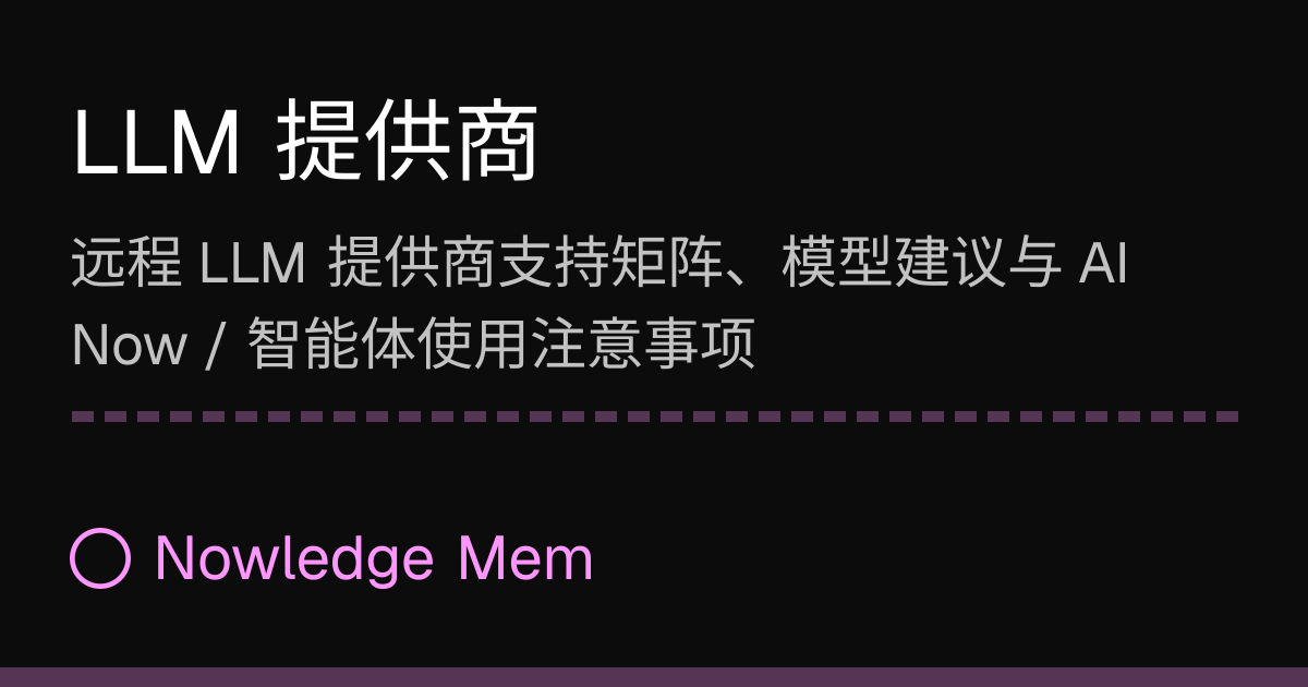 LLM 提供商 | Nowledge Mem
